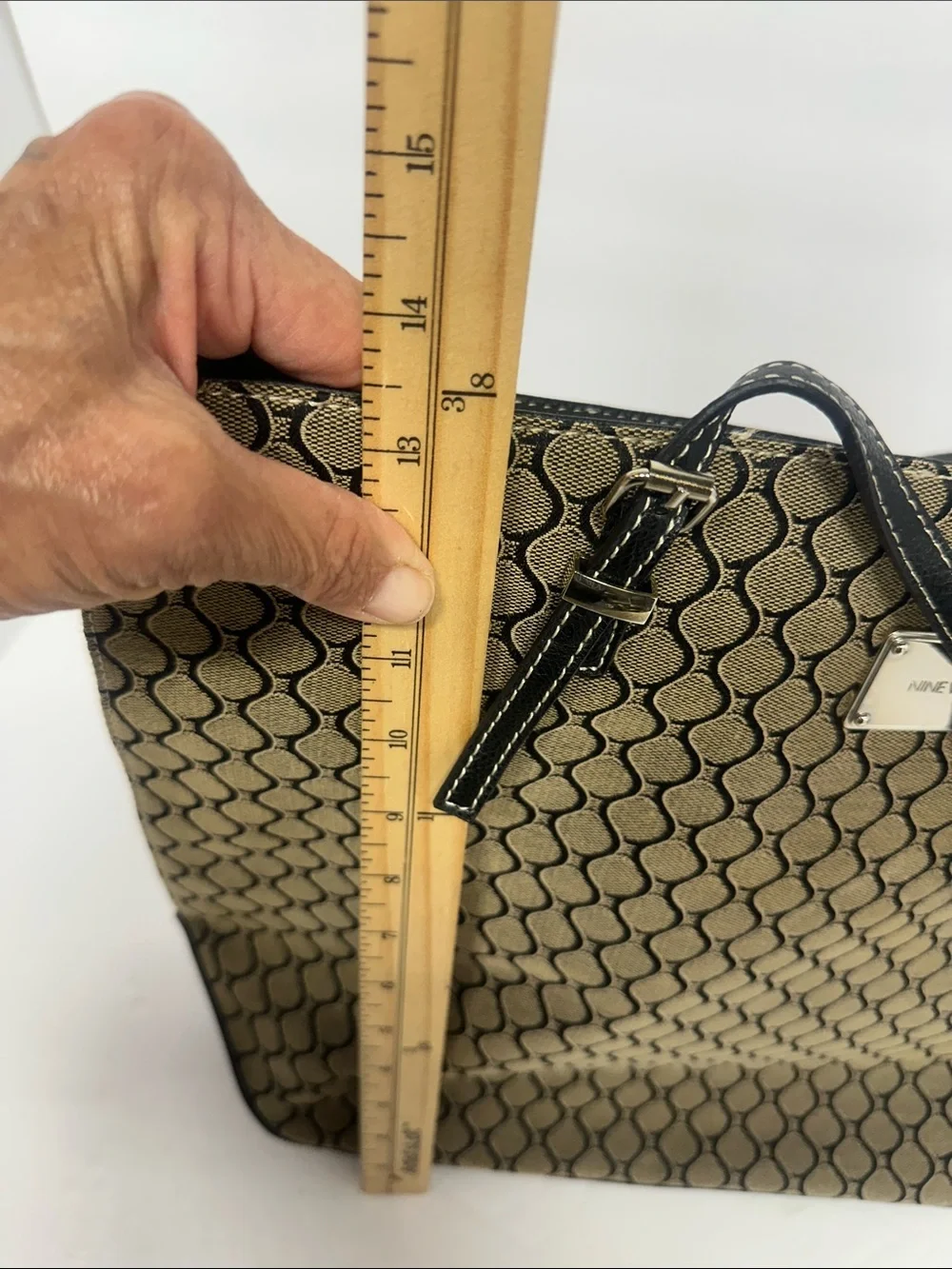 Nine West Tan and Black Geometric Tote